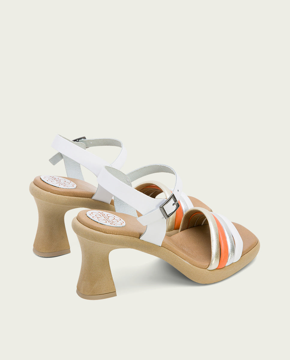 porronet SANDALIA TACON ALTO PIEL BLANCO LIDE Grandes ahorros