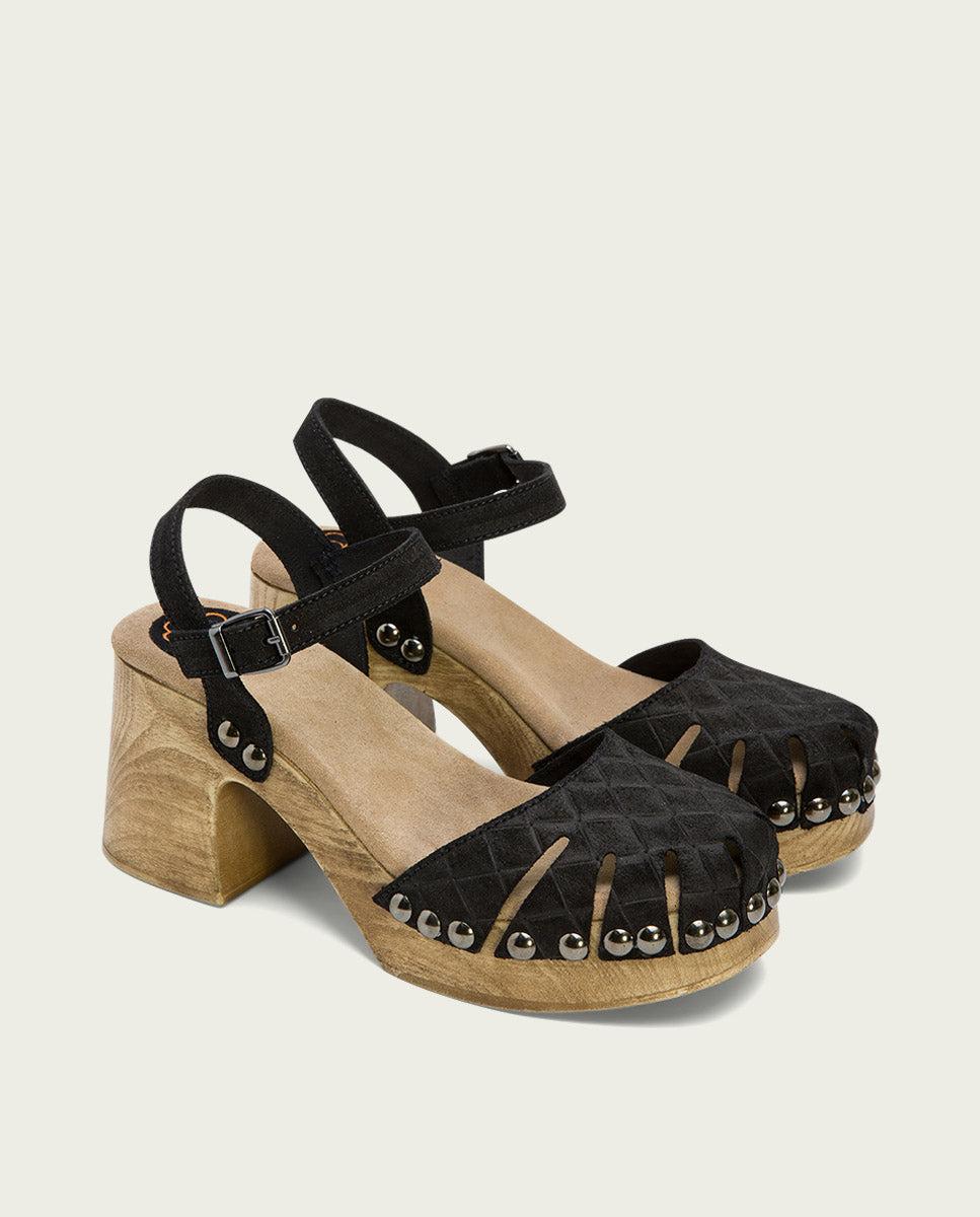 porronet SANDALIA TACON MEDIO PIEL NEGRA MARGOT Outlet online