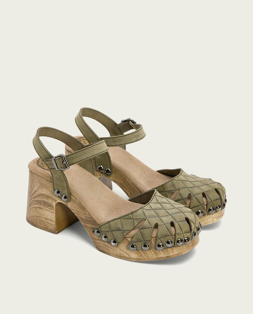 porronet SANDALIA TACON MEDIO PIEL KAKI MARGOT Venta caliente