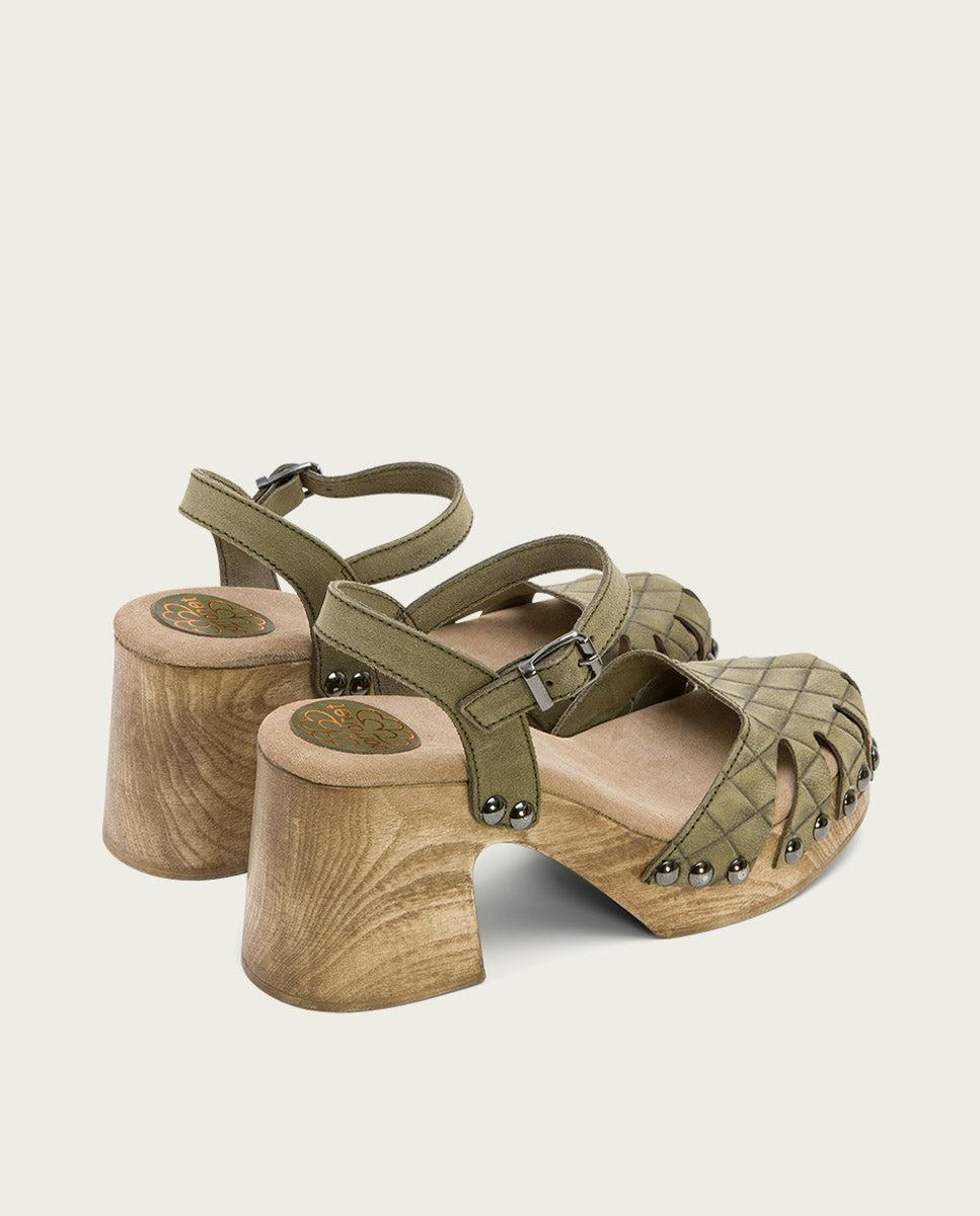 porronet SANDALIA TACON MEDIO PIEL KAKI MARGOT Venta caliente