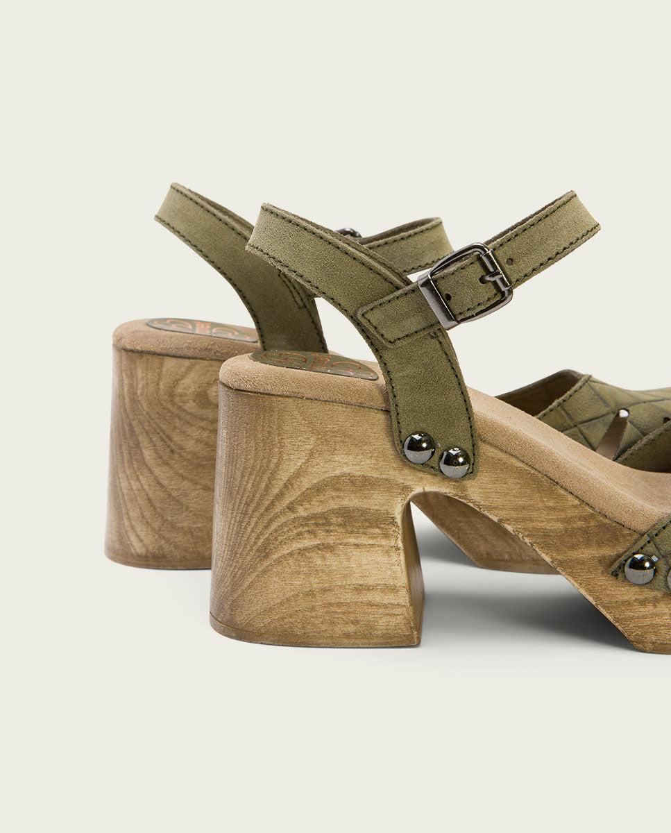 porronet SANDALIA TACON MEDIO PIEL KAKI MARGOT Venta caliente