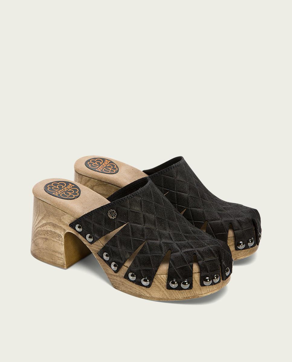 porronet ZUECO TACÓN SERRAJE NEGRO MALLA Gran oferta