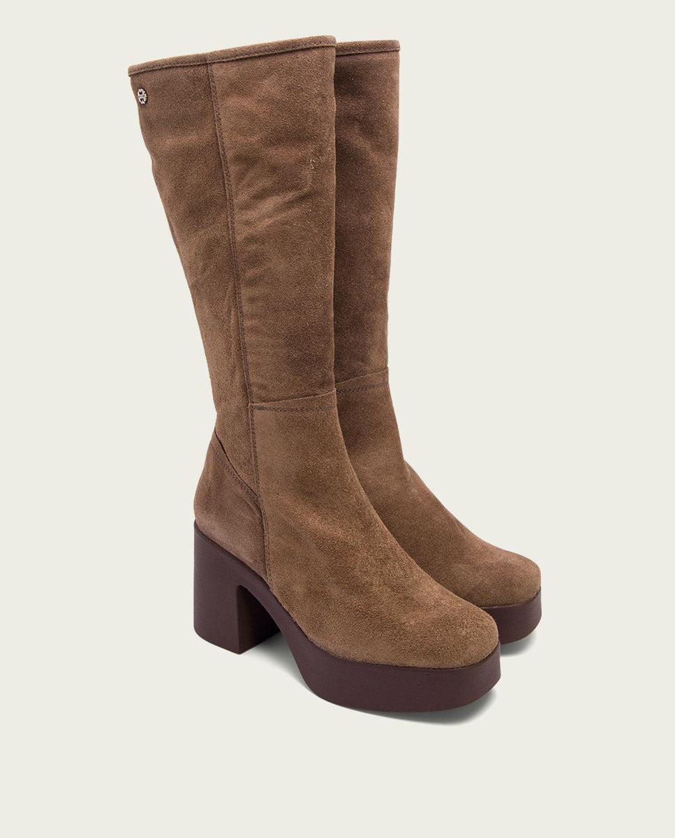 porronet BOTAS DE TACÓN MOKA CON CREMALLERA LARISA Tienda