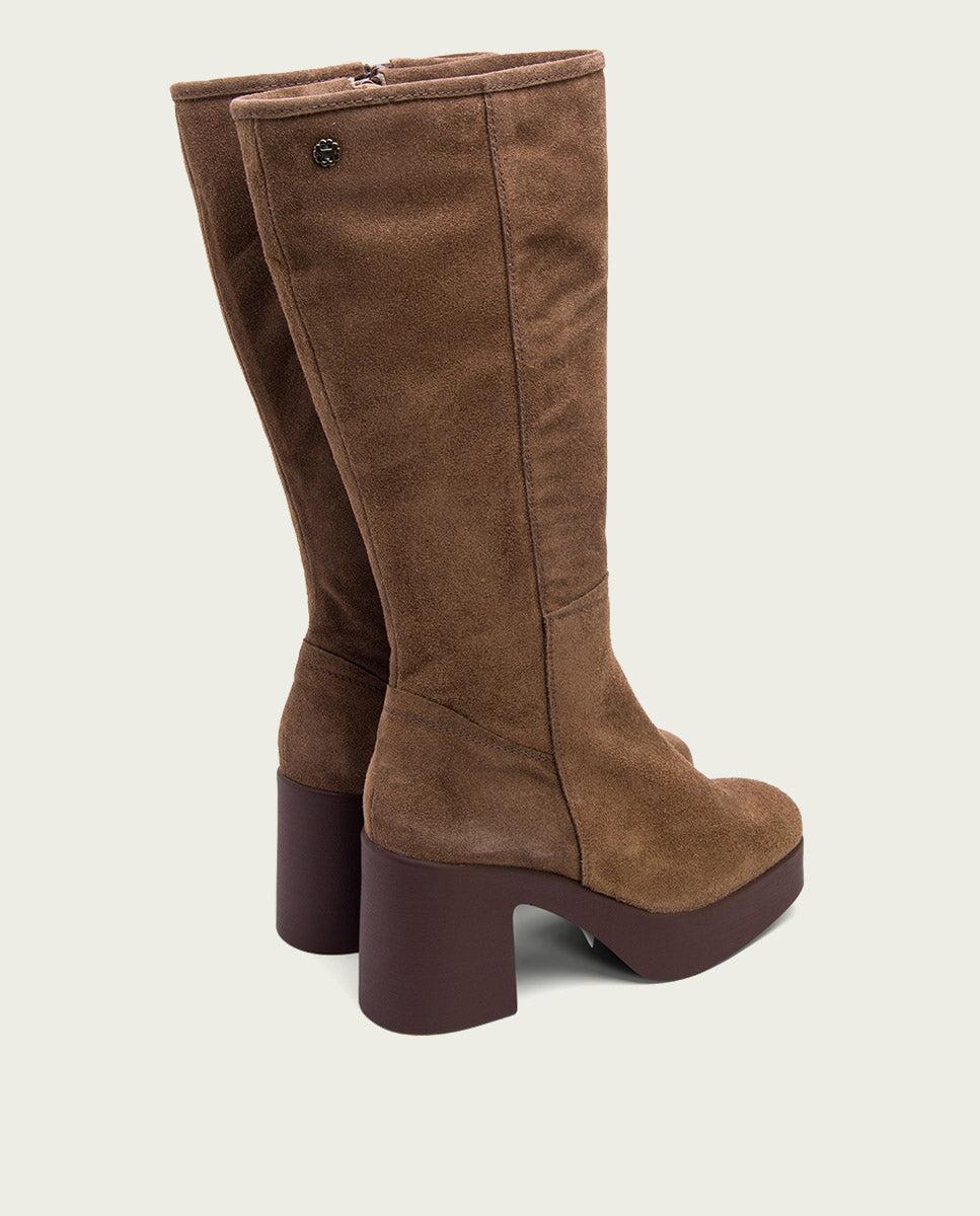 porronet BOTAS DE TACÓN MOKA CON CREMALLERA LARISA Tienda