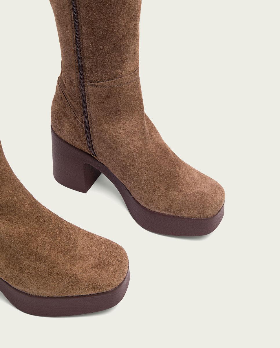 porronet BOTAS DE TACÓN MOKA CON CREMALLERA LARISA Tienda