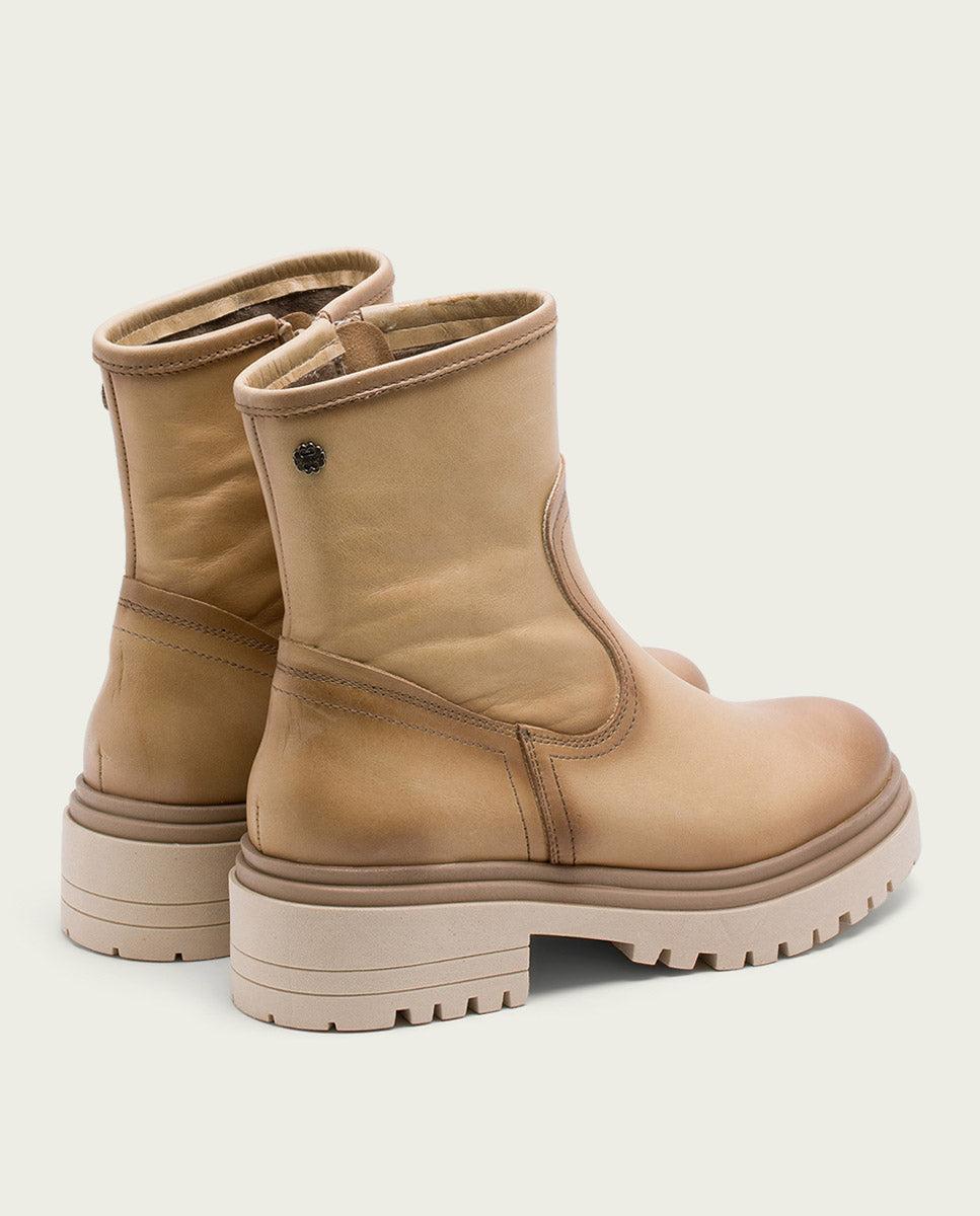 porronet BOTINES DE PIEL CAMEL CON CREMALLERA FIALA Liquidación