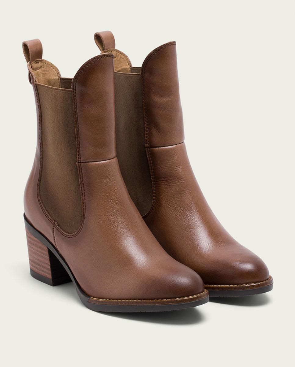 porronet BOTINES DE PIEL TAUPE CON ELÁSTICOS JOY Último día