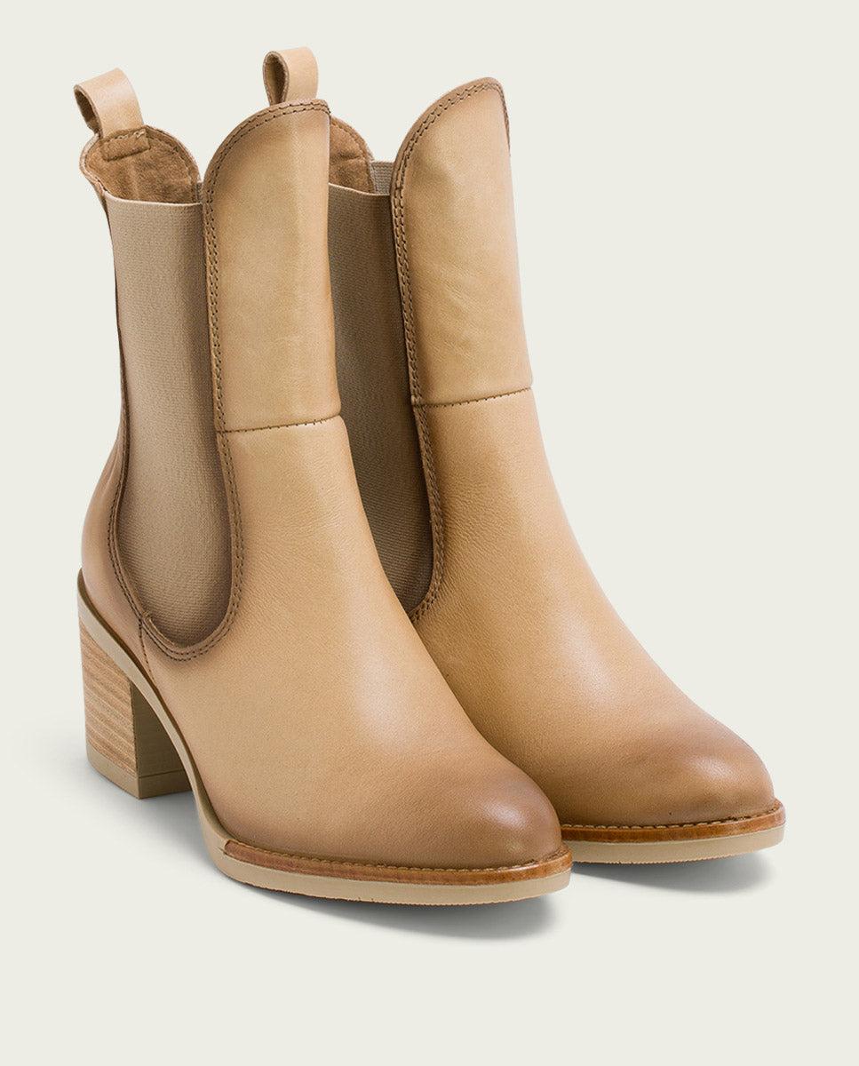 porronet BOTINES DE PIEL CAMEL CON ELÁSTICOS JOY Oferta especial de fábrica