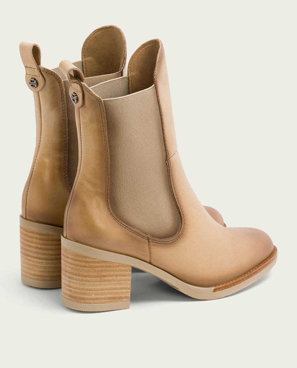porronet BOTINES DE PIEL CAMEL CON ELÁSTICOS JOY Oferta especial de fábrica