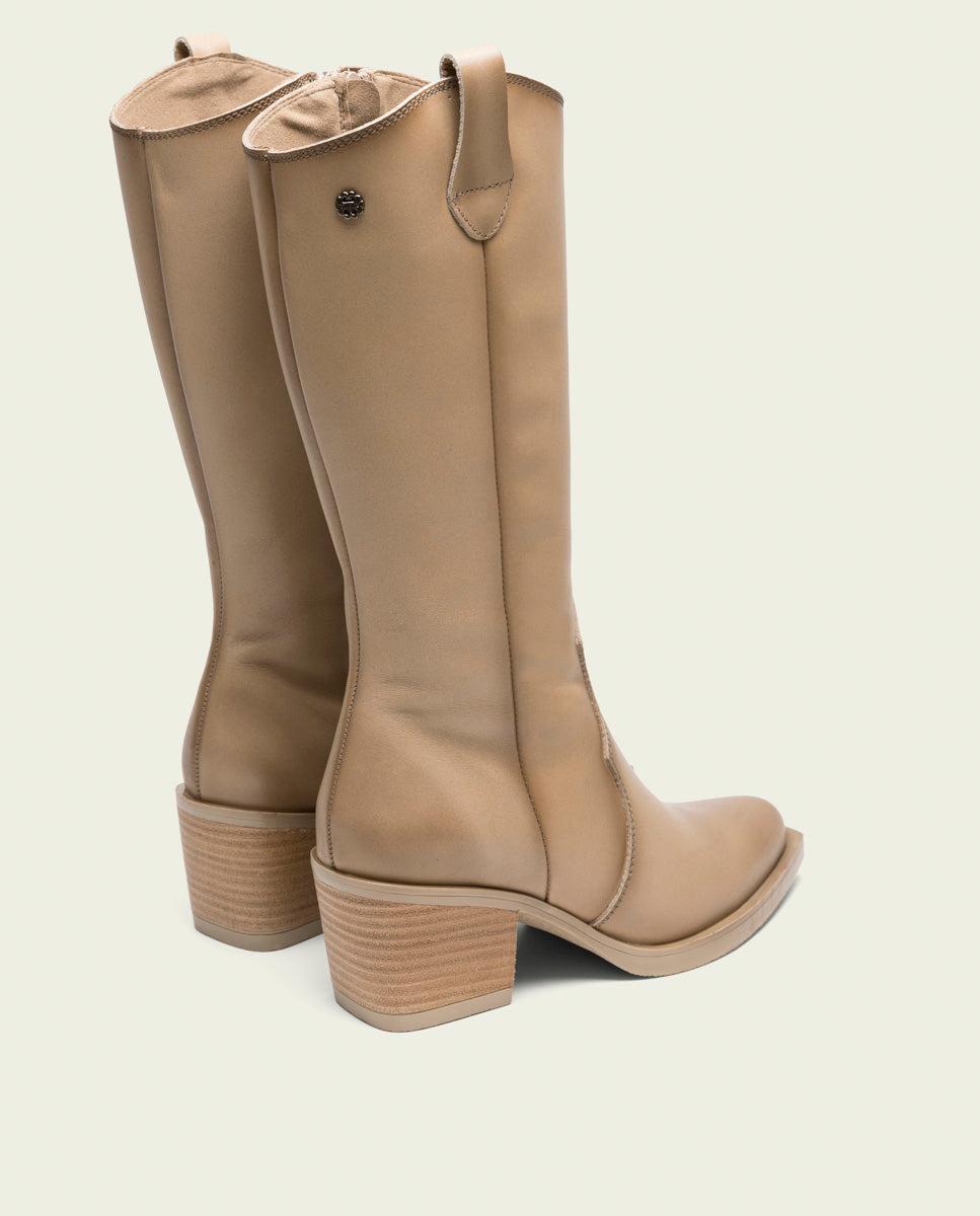 porronet BOTAS COWBOY DE PIEL CAMEL CON CREMALLERA HELGA Envío internacional gratuito
