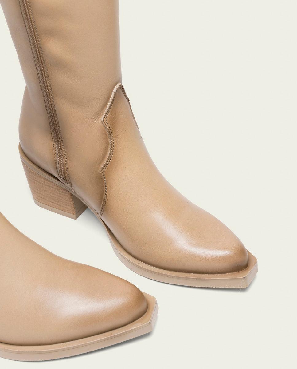 porronet BOTAS COWBOY DE PIEL CAMEL CON CREMALLERA HELGA Envío internacional gratuito