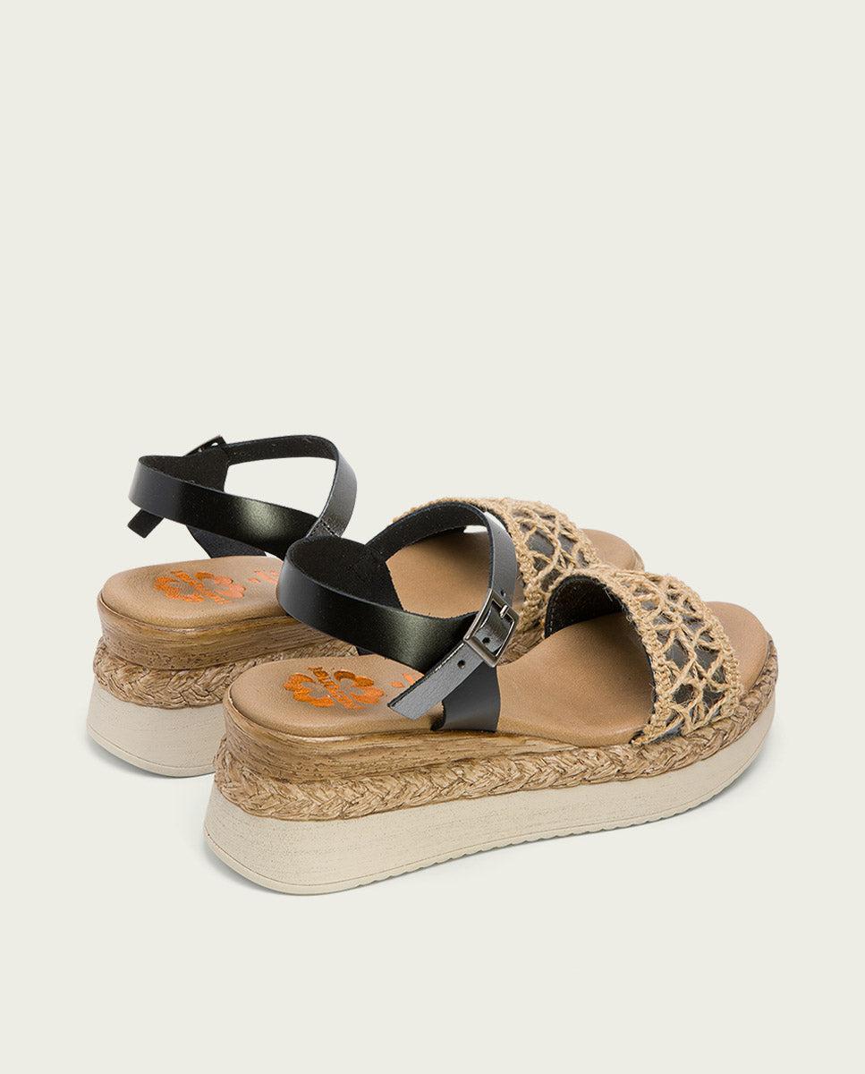 porronet SANDALIA PIEL CUÑA NEGRO PLOMO FRISIA Ofertas especiales