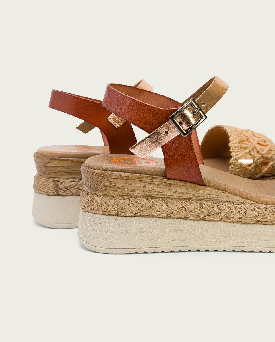 porronet SANDALIA PIEL CUÑA CUERO ROSE FRISIA Rebajas de fin de temporada