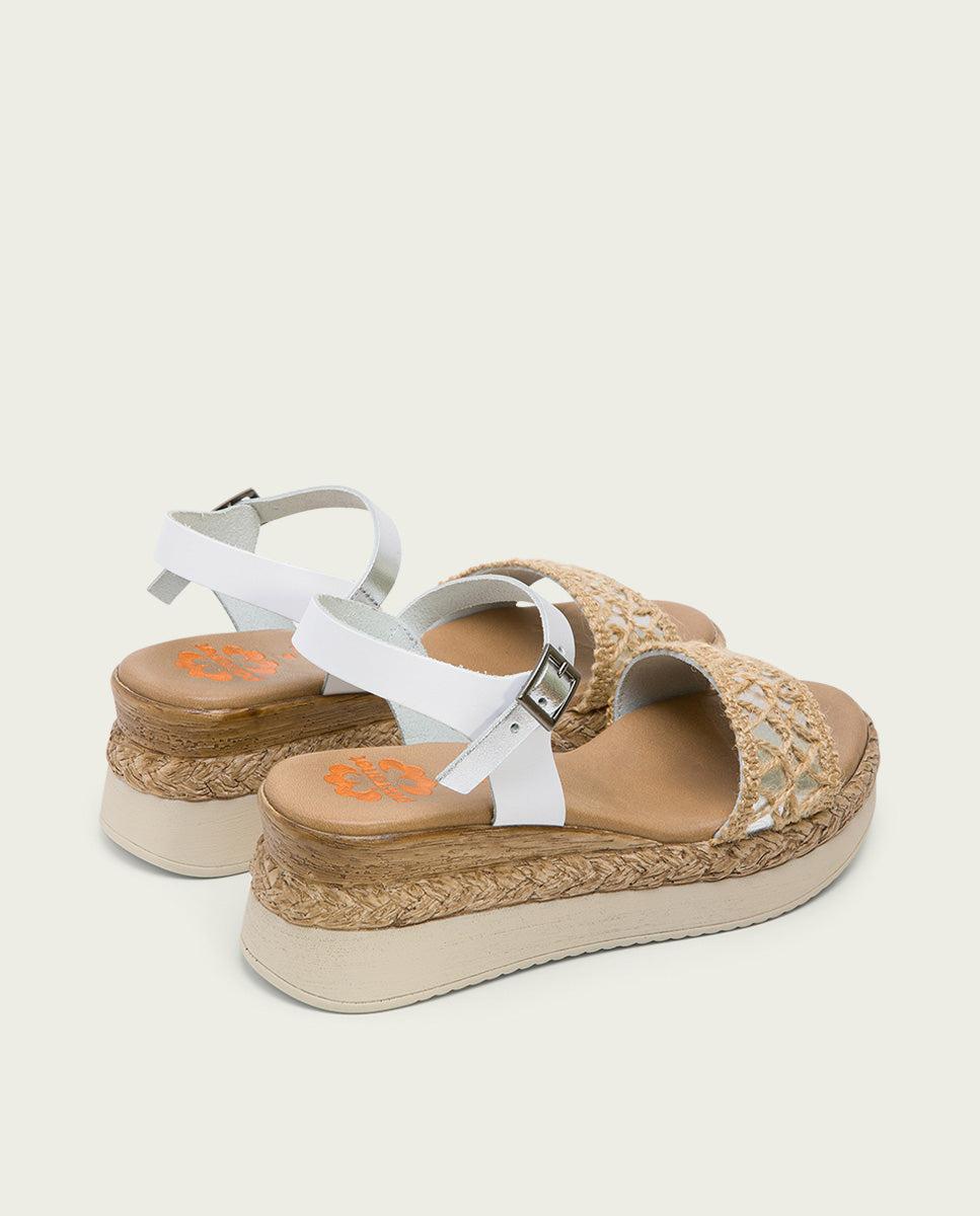 porronet SANDALIA CUÑA BLANCO PLATA FRISIA Precio ultrabajo