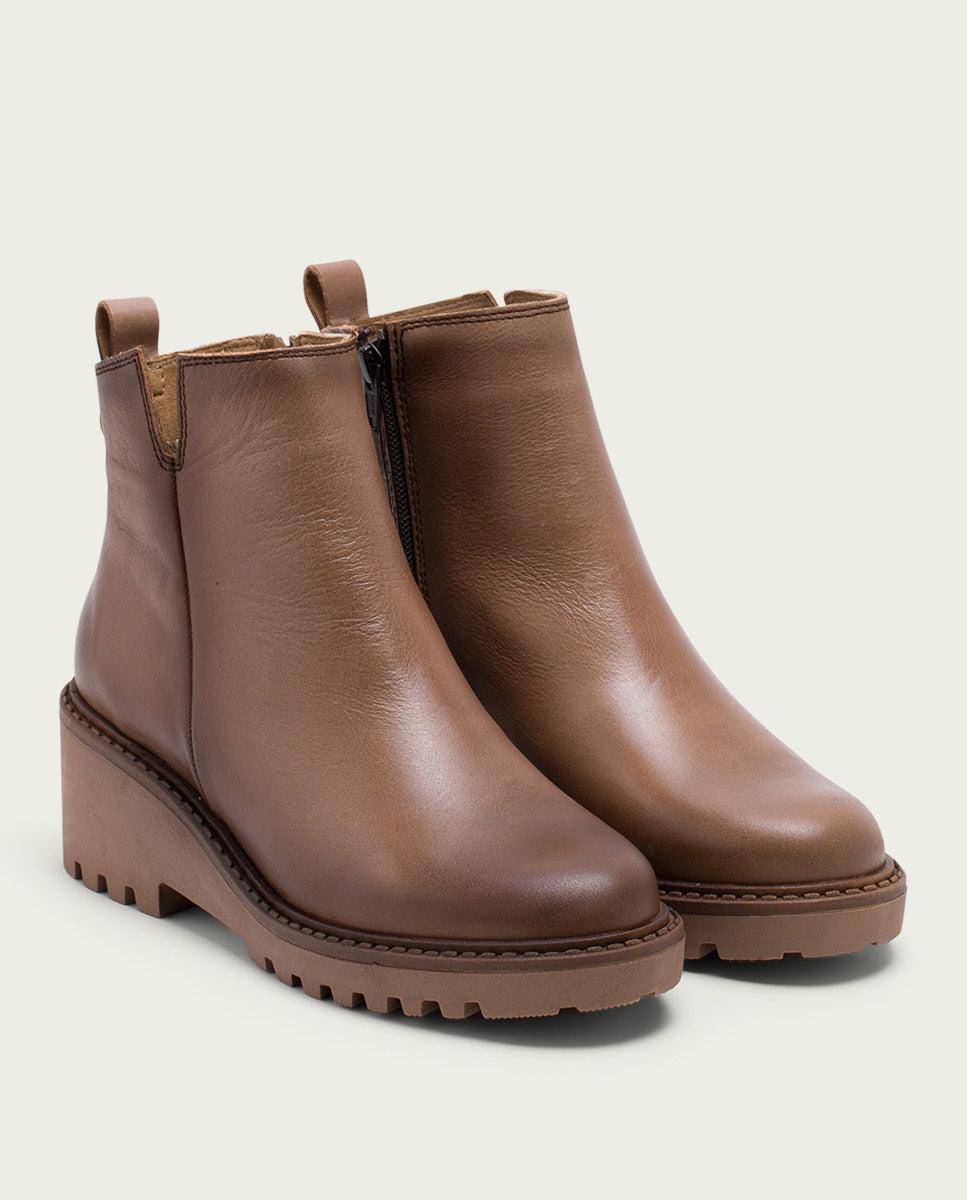 porronet BOTINES DE PIEL CON CUÑA Y CREMALLERA TAUPE LETHA Descuento