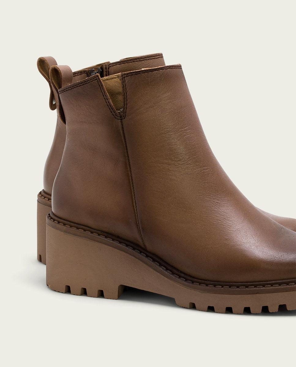 porronet BOTINES DE PIEL CON CUÑA Y CREMALLERA TAUPE LETHA Descuento