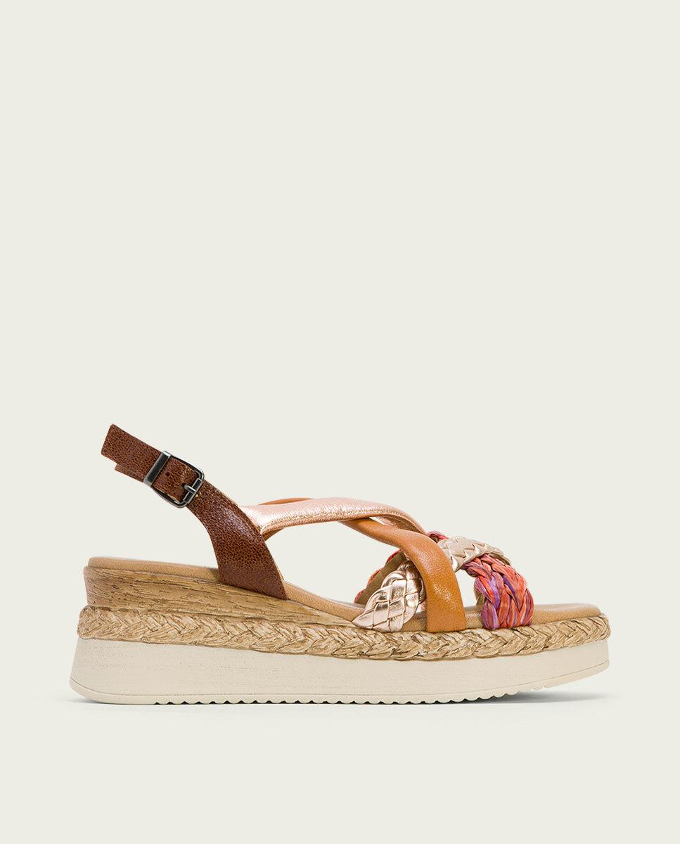 porronet SANDALIA PIEL CUÑA CUERO ROSE FLAVIA Tienda