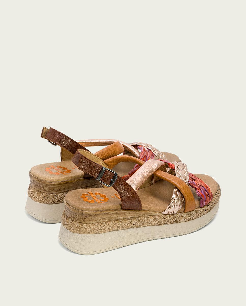 porronet SANDALIA PIEL CUÑA CUERO ROSE FLAVIA Tienda