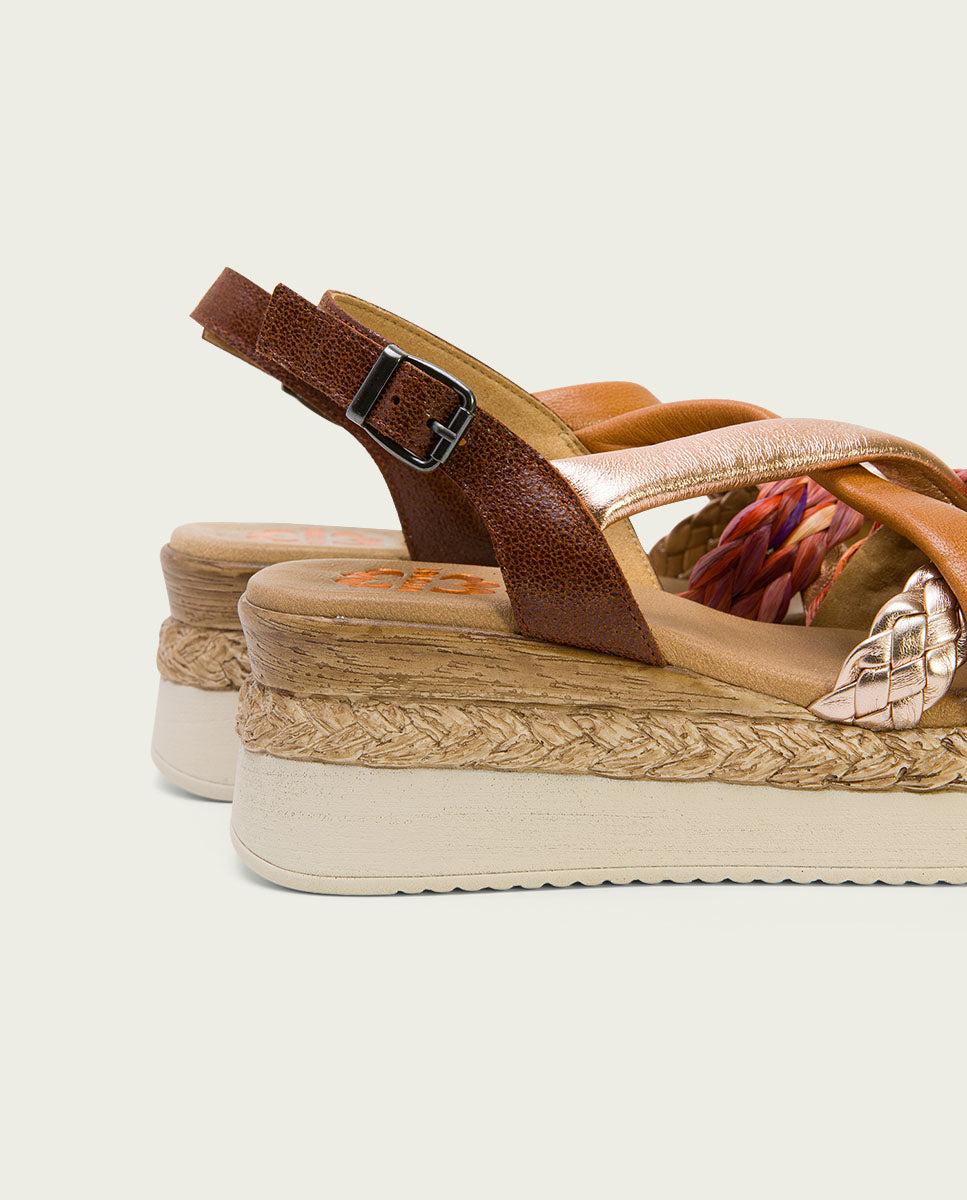 porronet SANDALIA PIEL CUÑA CUERO ROSE FLAVIA Tienda