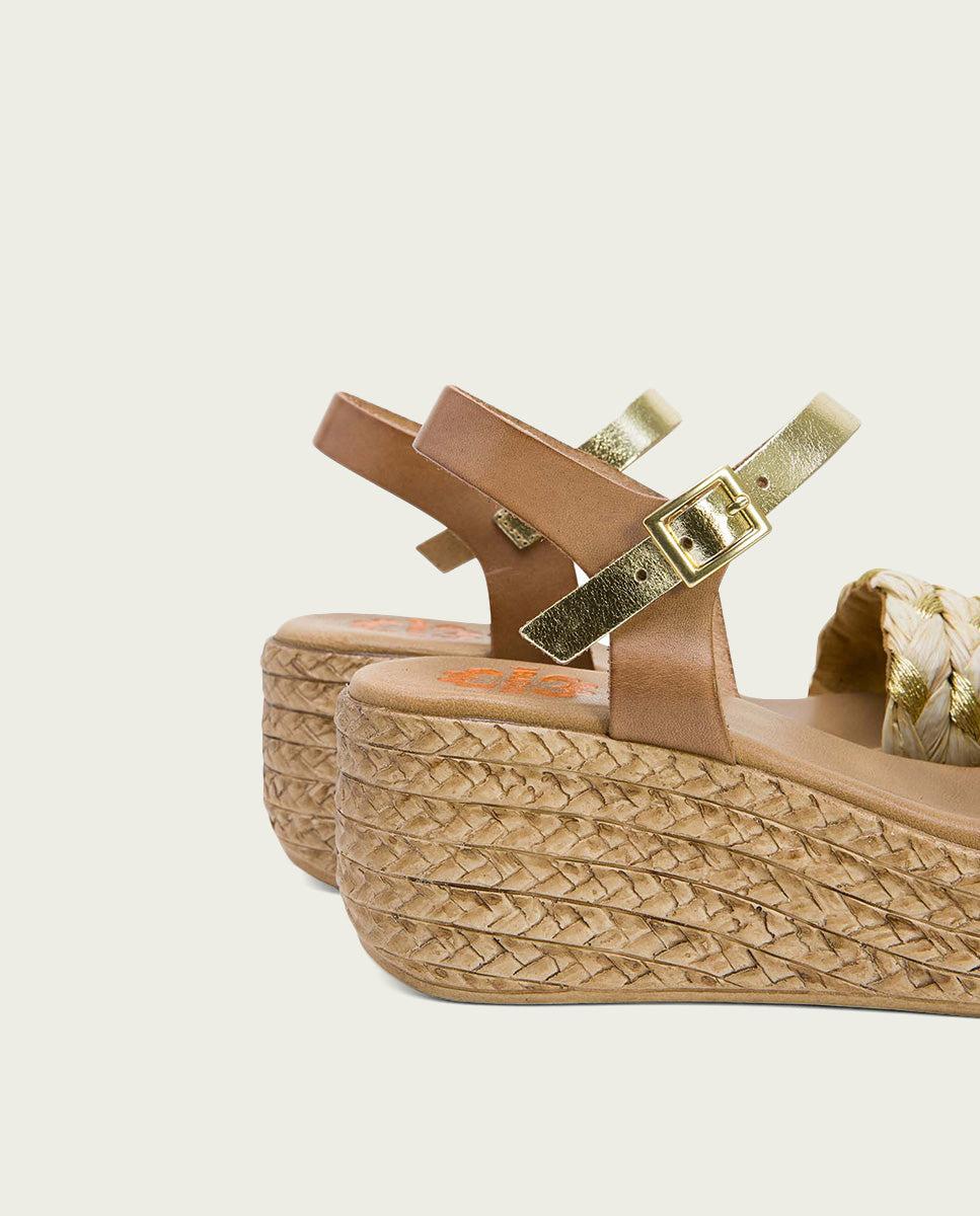 porronet SANDALIA PIEL CUÑA TAUPE PLATINO GAIA Mejor oferta
