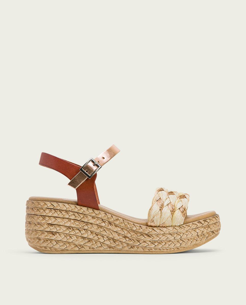 porronet SANDALIA PIEL CUÑA CUERO ROSE GAIA Rebajas online