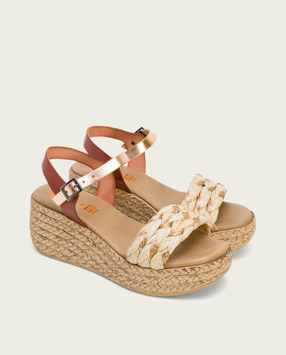 porronet SANDALIA PIEL CUÑA CUERO ROSE GAIA Rebajas online