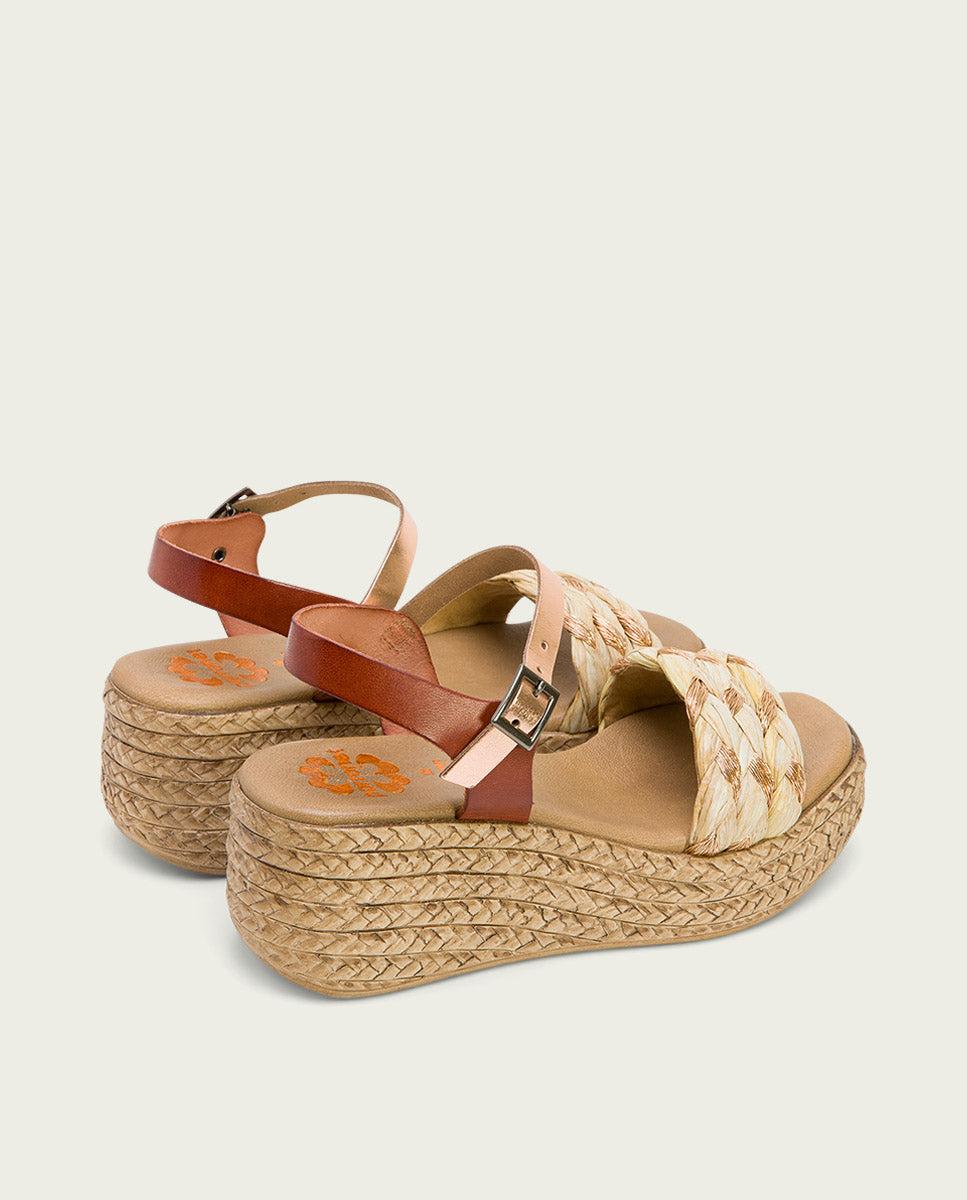 porronet SANDALIA PIEL CUÑA CUERO ROSE GAIA Rebajas online