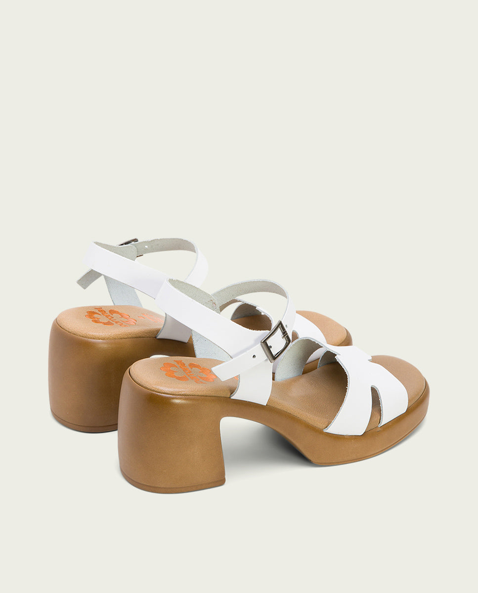 porronet SANDALIA PIEL TACON DE PIEL BLANCA HERA Oferta especial de fábrica