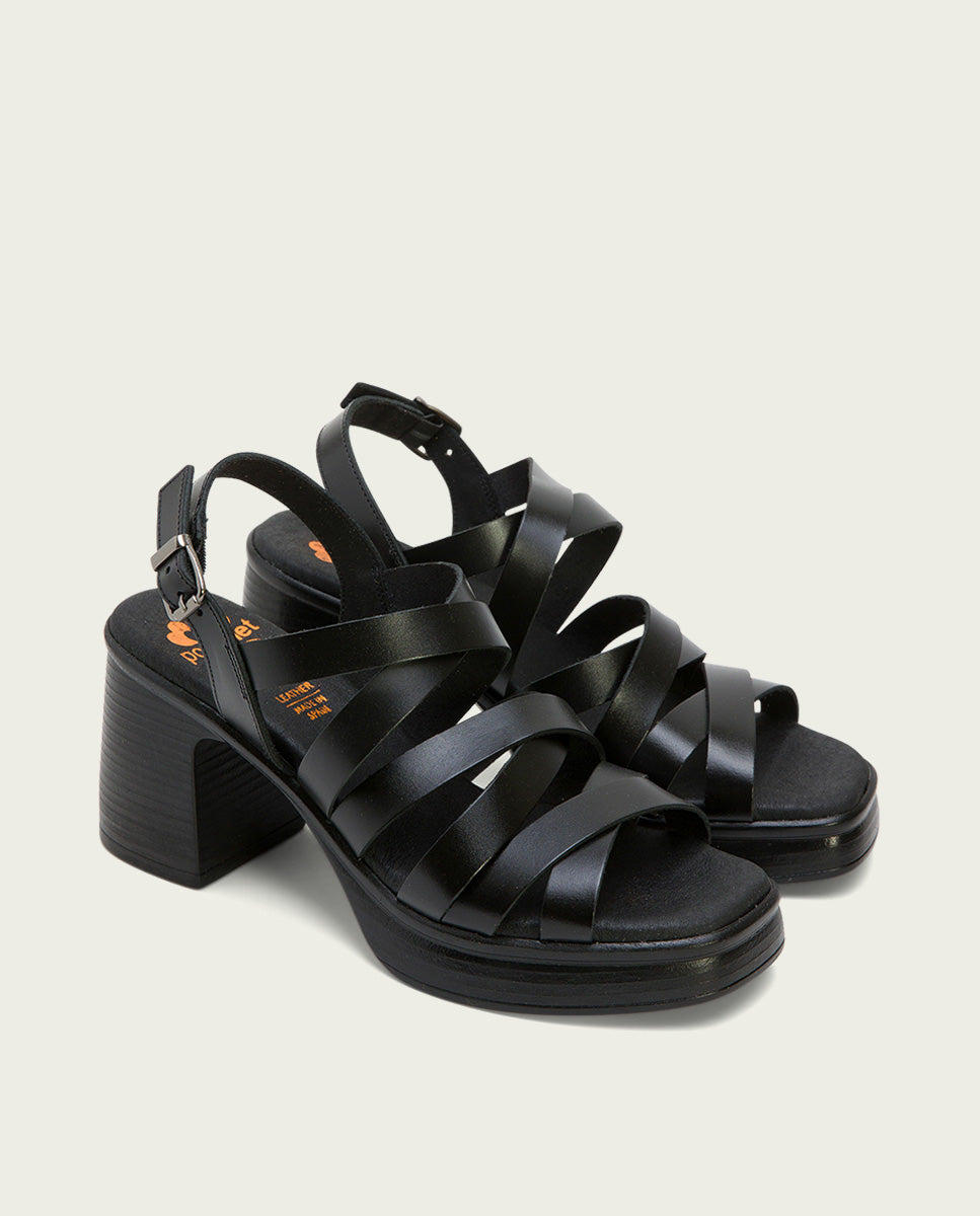porronet SANDALIA TACON PIEL NEGRA ILA En oferta