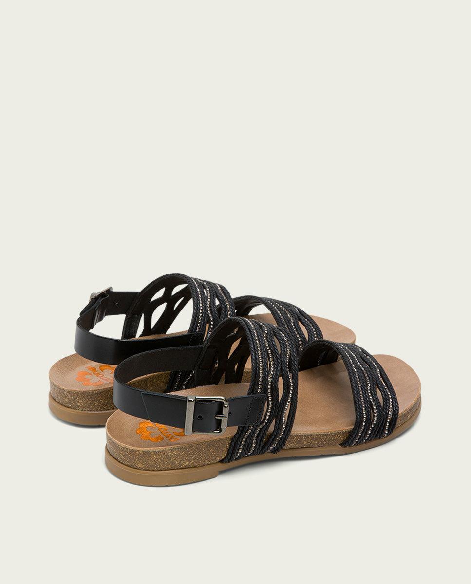 porronet SANDALIA BIO CON PALA TEXTIL PIEL NEGRA DARLA Descuento por venta flash