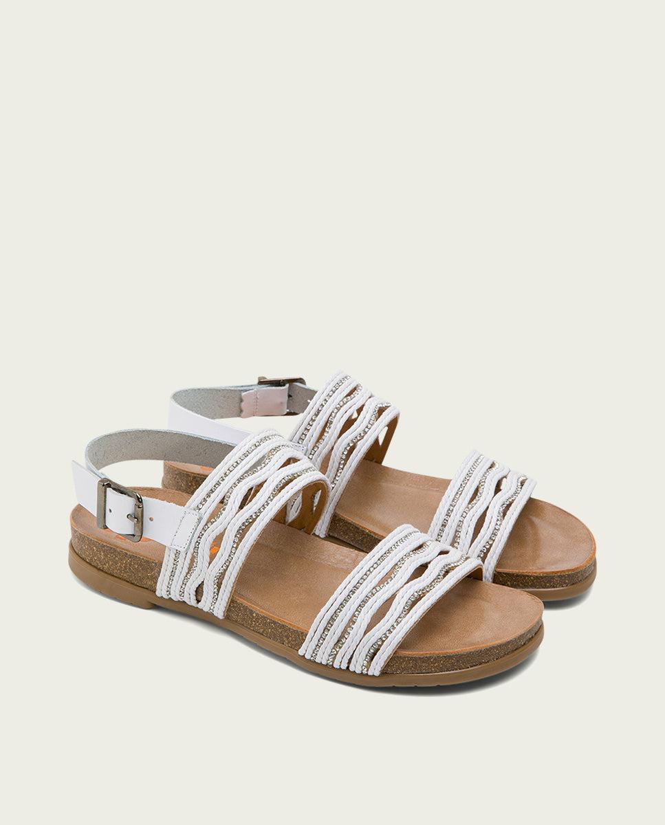 porronet SANDALIA BIO CON PALA TEXTIL PIEL BLANCA DARLA Ofertas de temporada