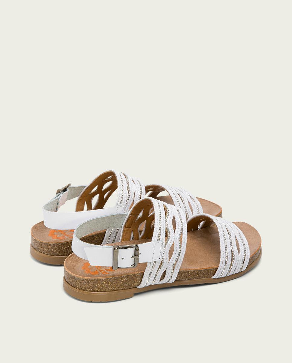 porronet SANDALIA BIO CON PALA TEXTIL PIEL BLANCA DARLA Ofertas de temporada