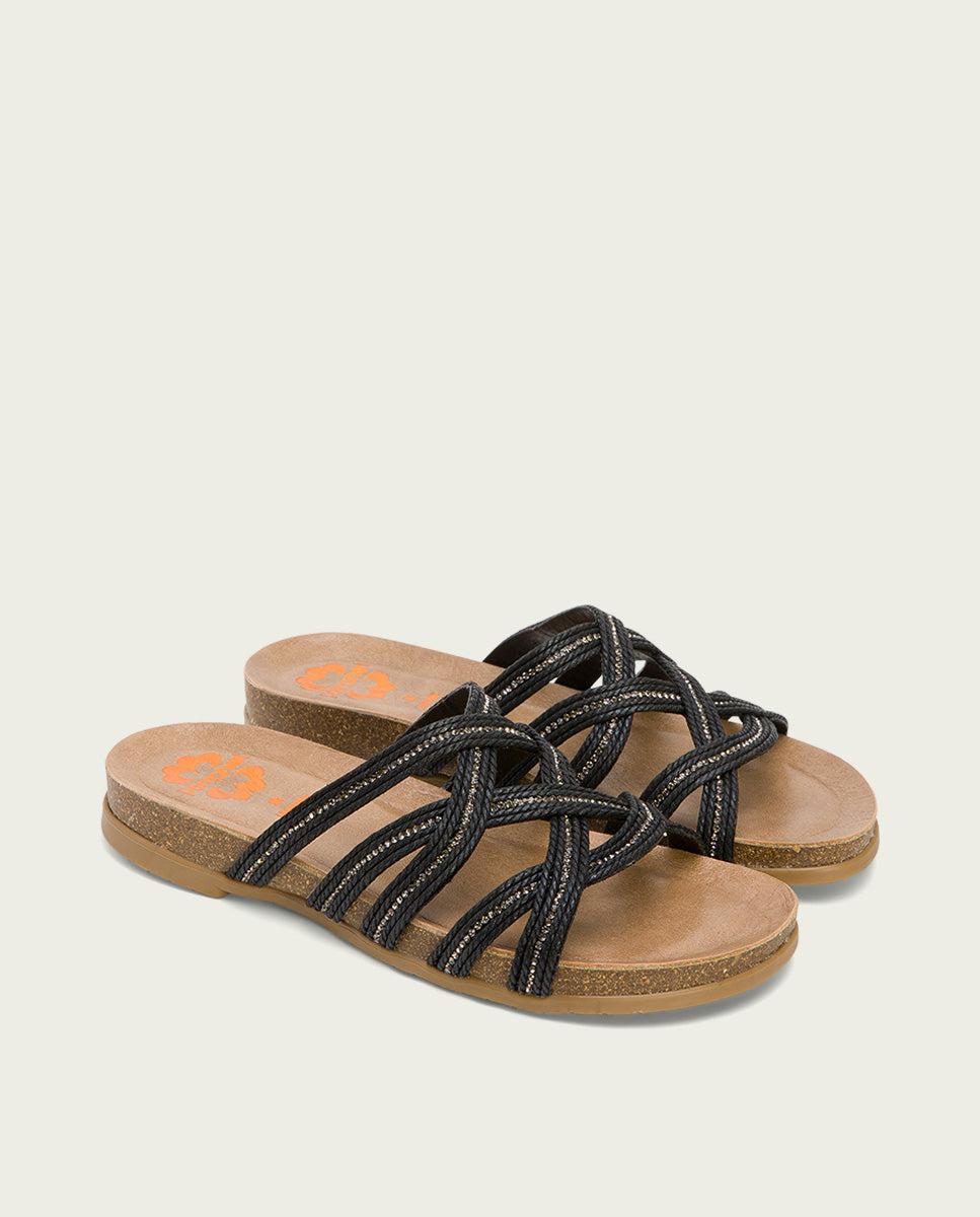 porronet SANDALIA BIO CON PALA TEXTIL PIEL NEGRO DAFNE Rebajas de fin de temporada