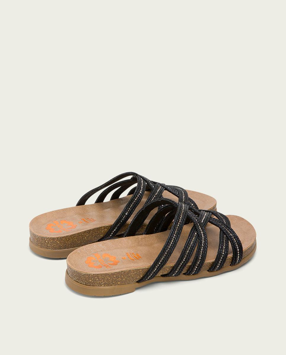 porronet SANDALIA BIO CON PALA TEXTIL PIEL NEGRO DAFNE Rebajas de fin de temporada