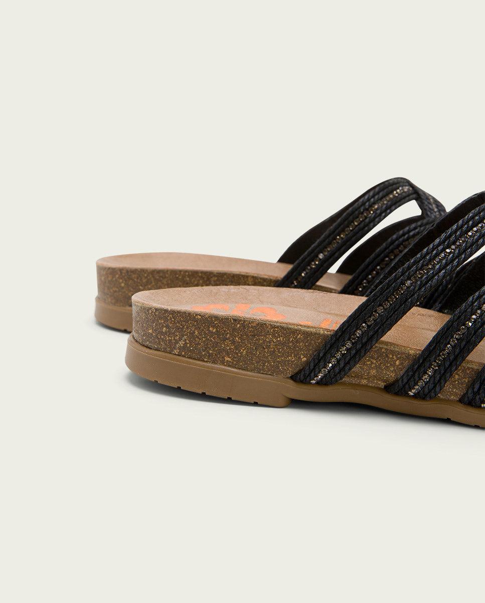 porronet SANDALIA BIO CON PALA TEXTIL PIEL NEGRO DAFNE Rebajas de fin de temporada