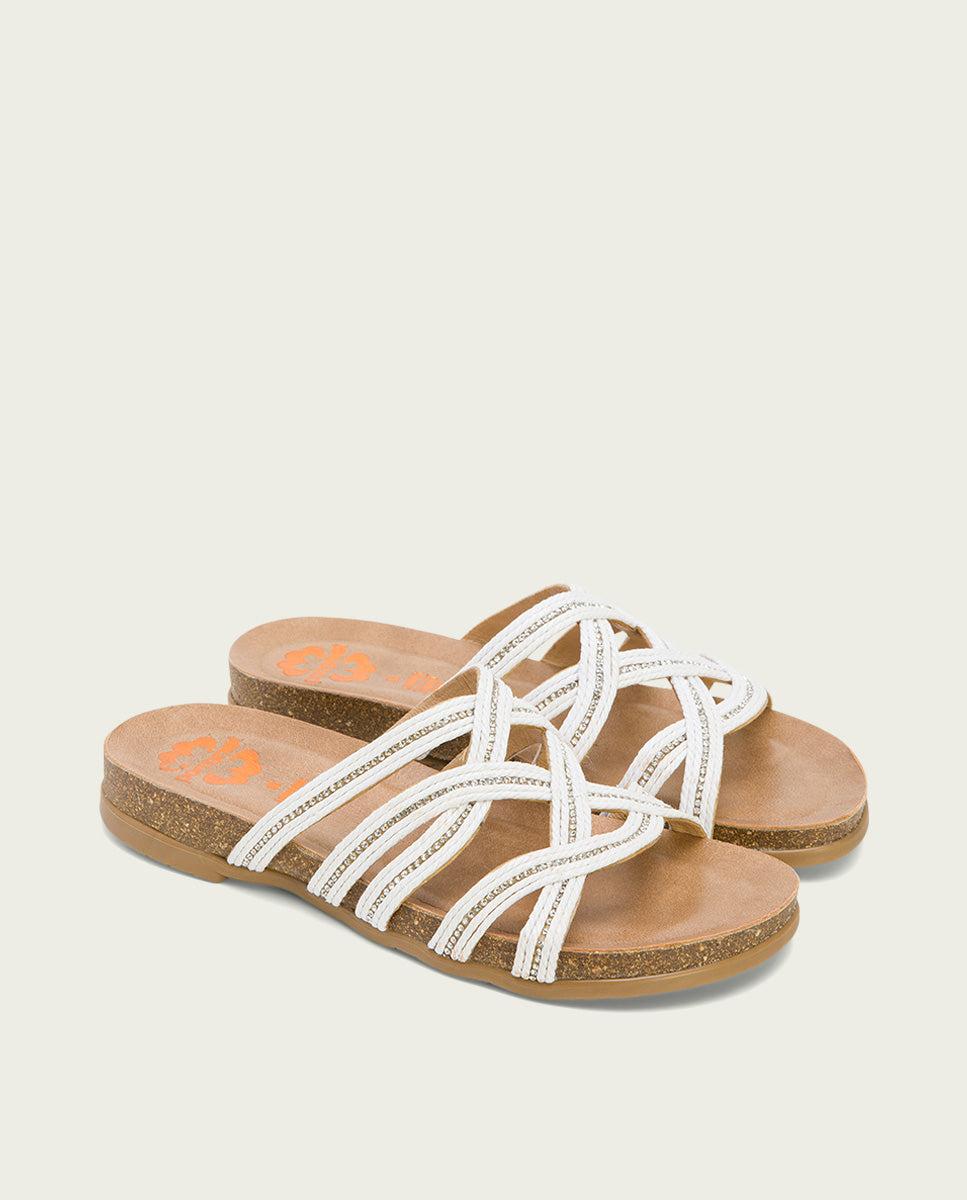 porronet SANDALIA BIO CON PALA TEXTIL PIEL BLANCO DAFNE Precio ultrabajo