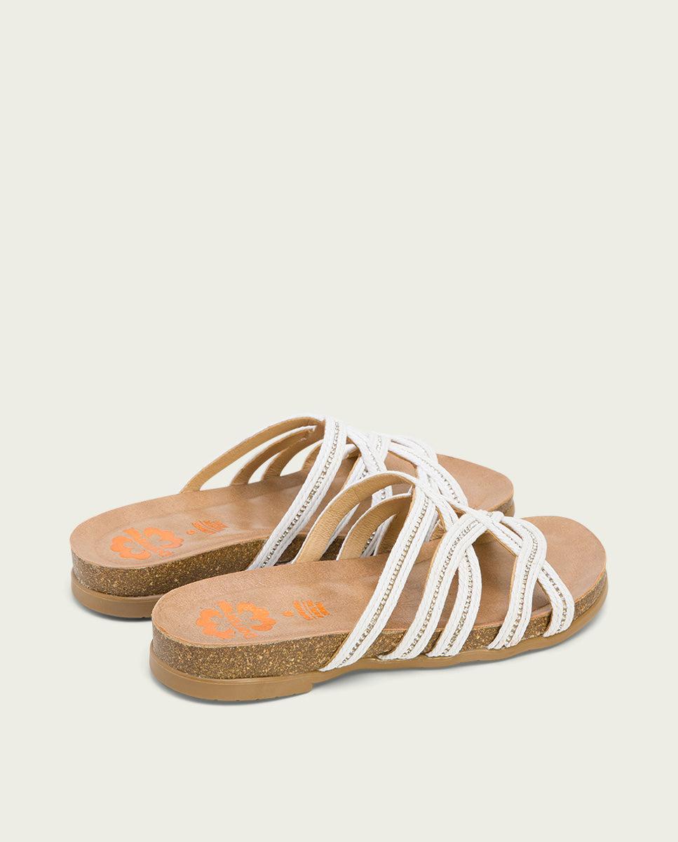 porronet SANDALIA BIO CON PALA TEXTIL PIEL BLANCO DAFNE Precio ultrabajo
