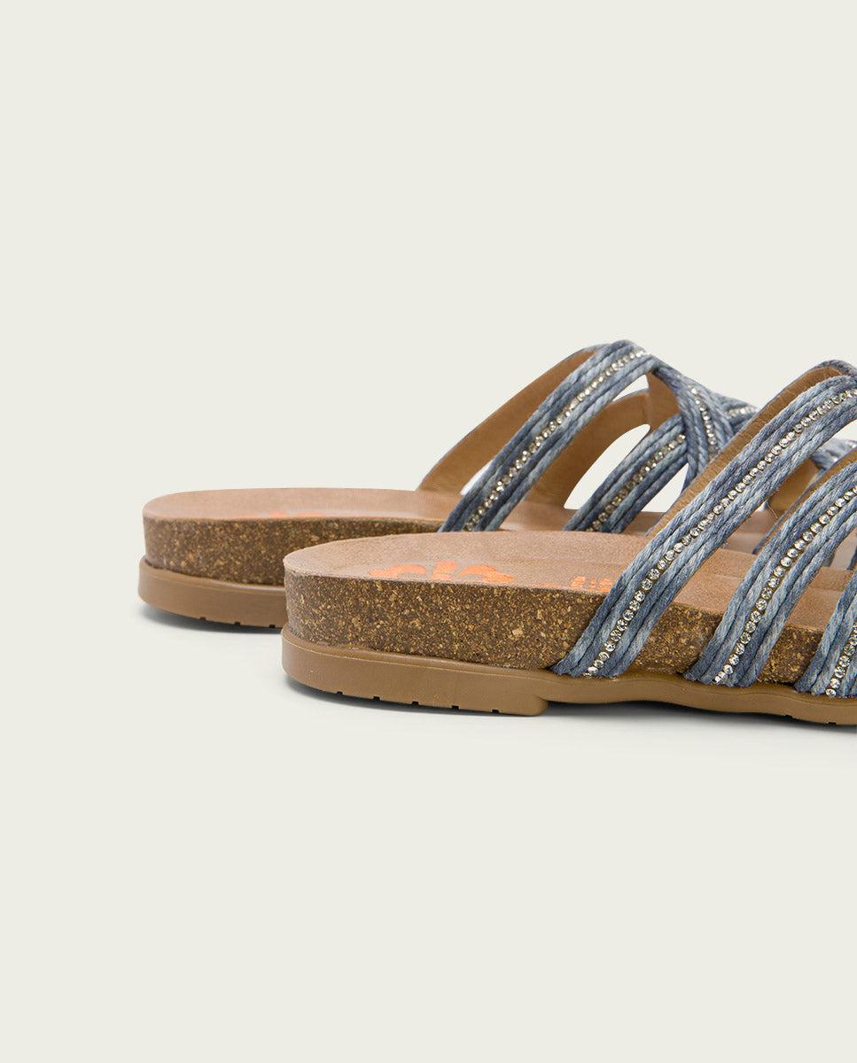 porronet SANDALIA BIO CON PALA TEXTIL PIEL AZUL DAFNE Devoluciones gratuitas