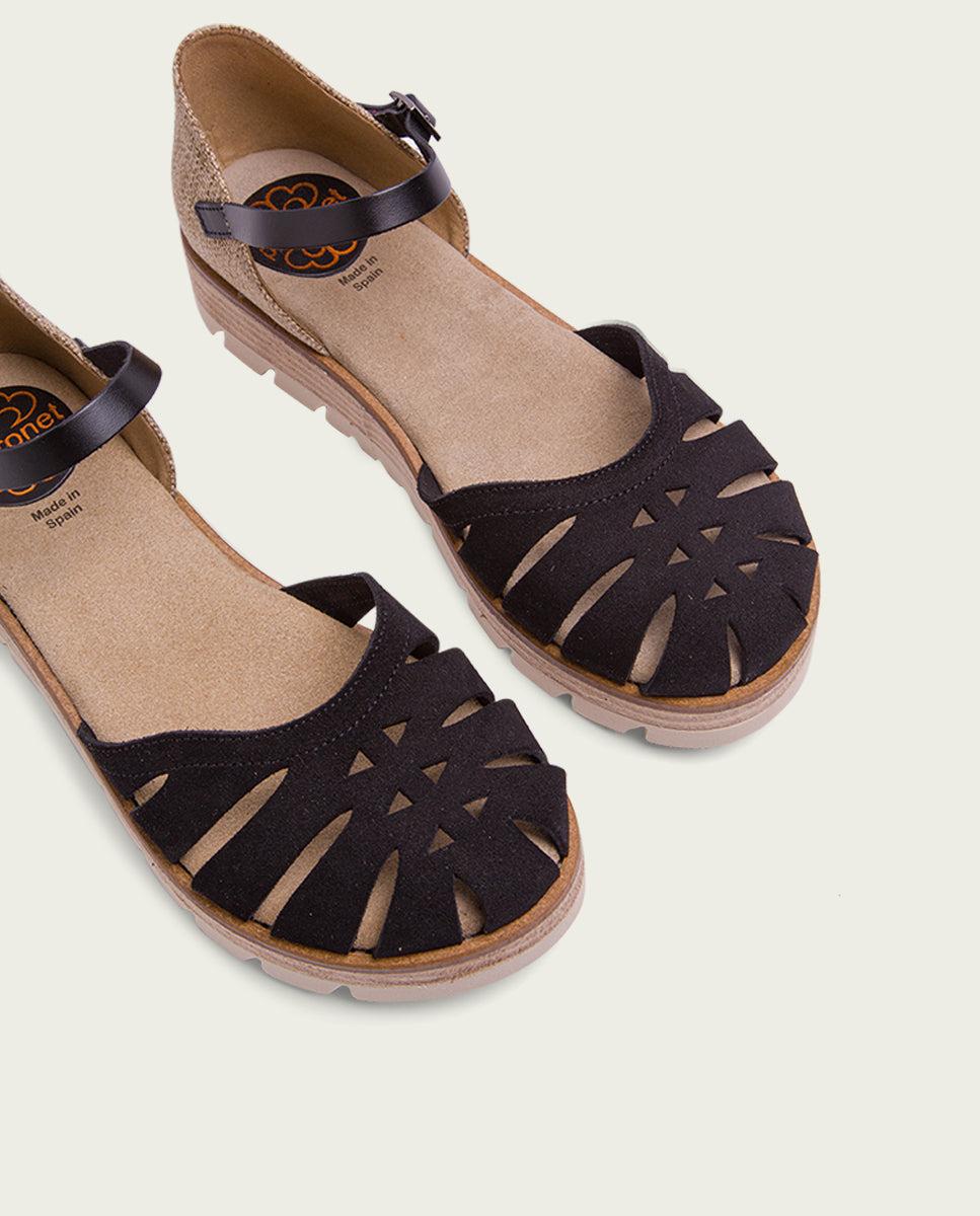 porronet SANDALIA DE SERRAJE NEGRO BIANCA Rebajas