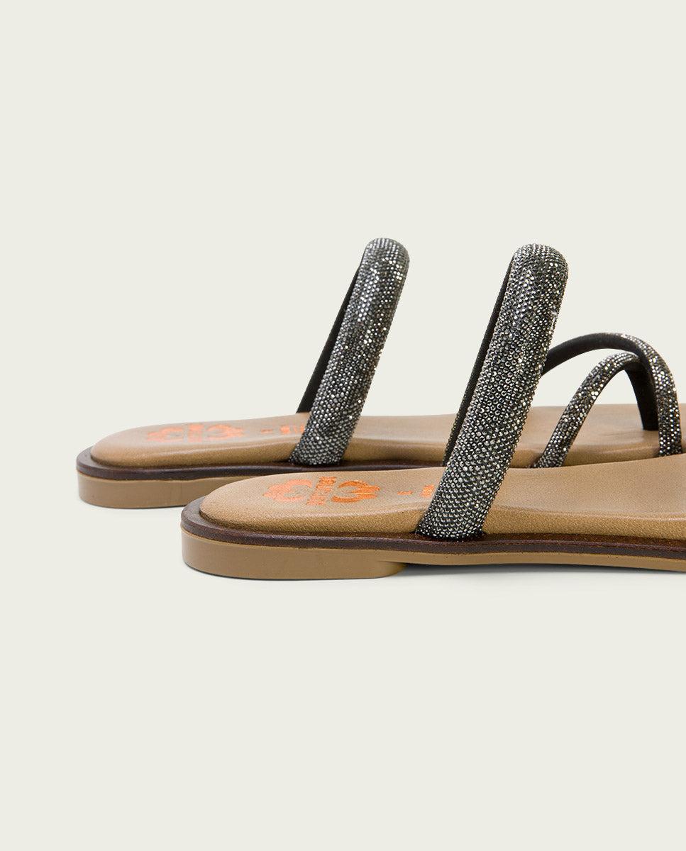 porronet SANDALIA ESCLAVA PLANA PIEL PLOMO CALI Rebajas top
