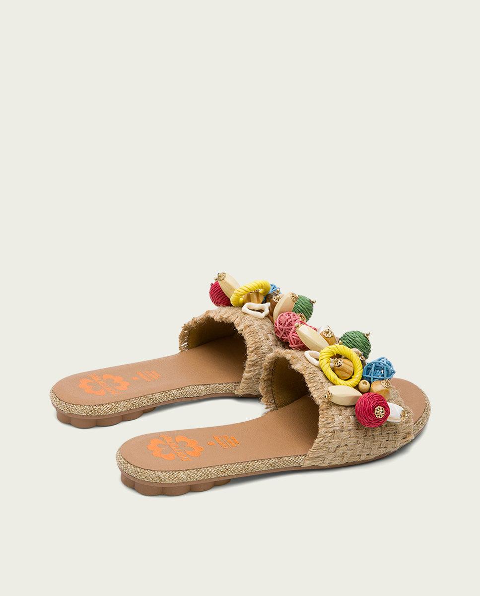 porronet SANDALIA PLANA PIEL YUTE MULTICOLOR ANNA Superdescuento