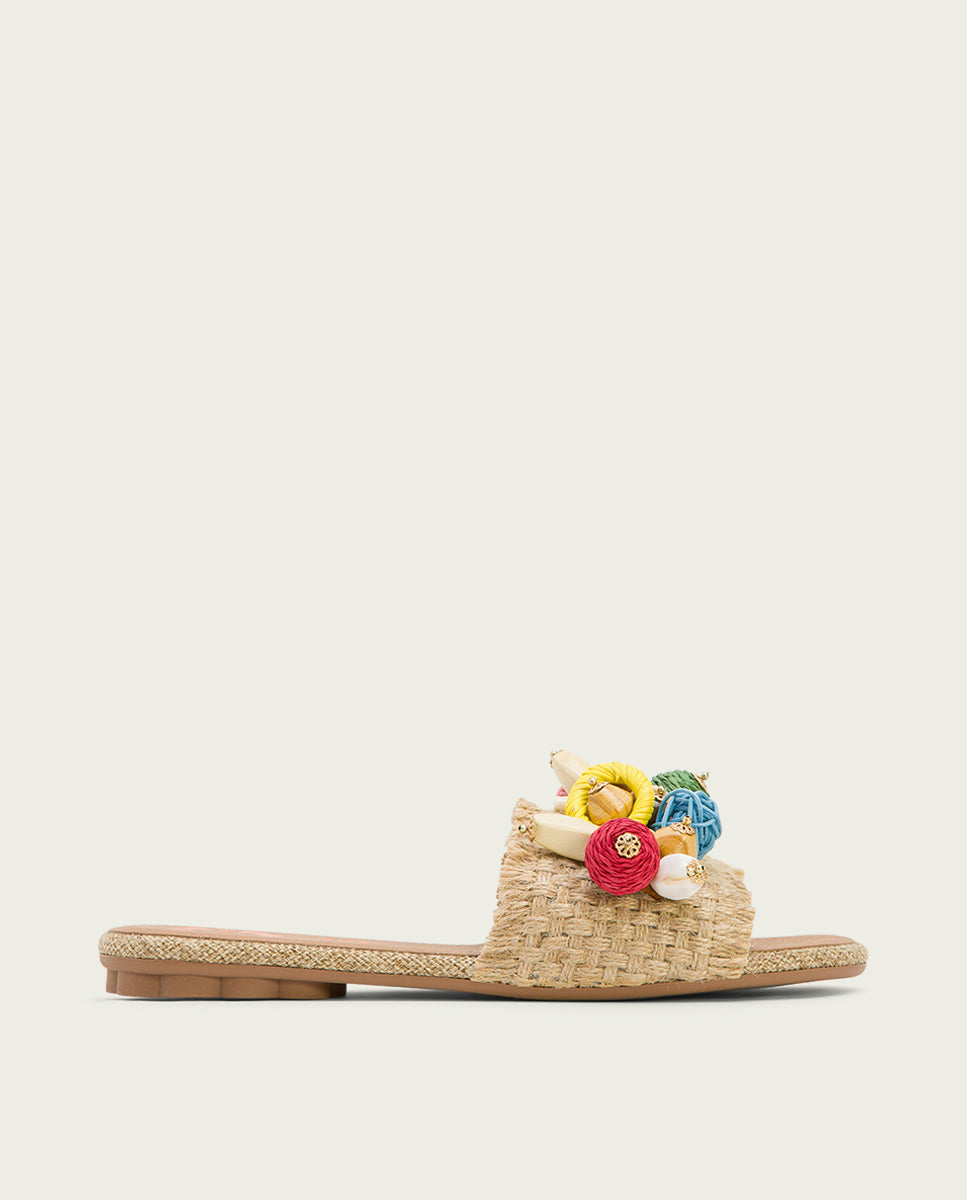 porronet SANDALIA PLANA PIEL YUTE MULTICOLOR ANNA Superdescuento