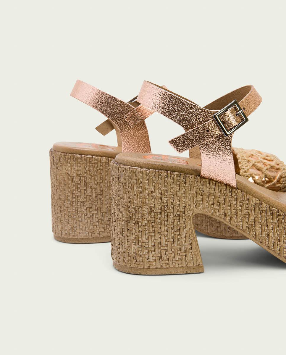 porronet SANDALIA TACON PIEL Y TEXTIL ROSE JERI Limitado a 3 días