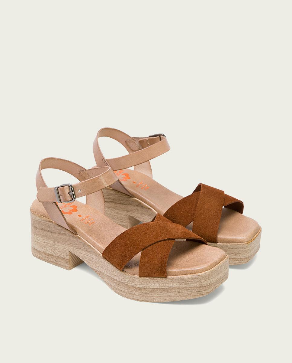 porronet SANDALIA TACON BAJO DE PIEL TAUPE CUERO VIVIANA Precios de Black Friday