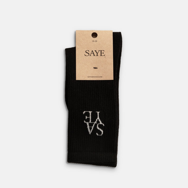 saye Crew Everyday Socks - Black Superdescuento