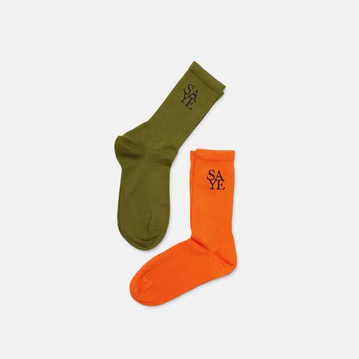 saye Crew Everyday Socks - Green & Orange Ventas relámpago