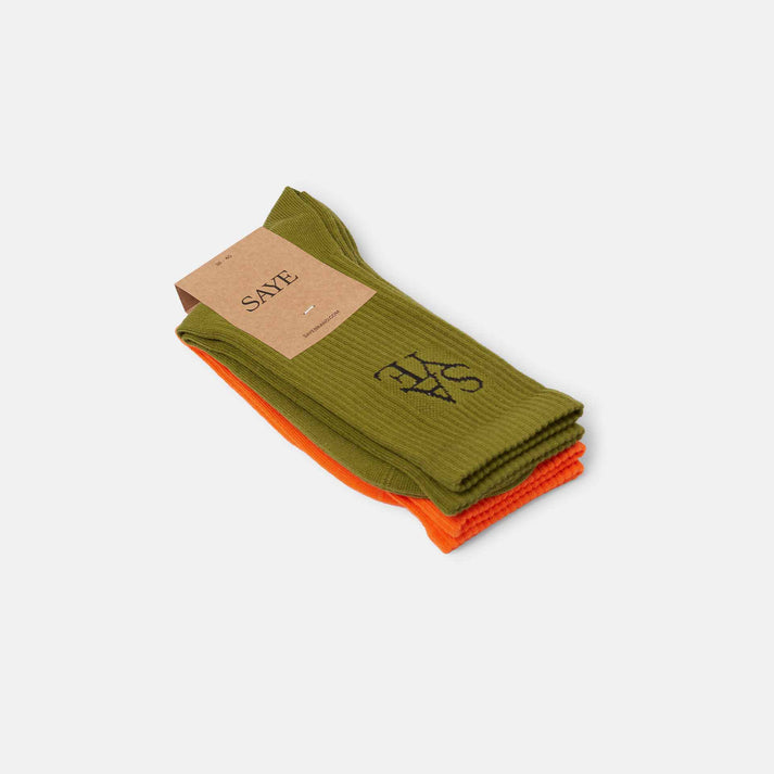 saye Crew Everyday Socks - Green & Orange Ventas relámpago