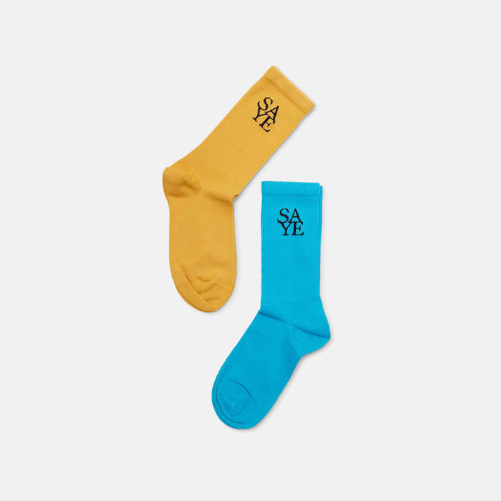 saye Crew Everyday Socks - Blue & Mustard Descuento por venta flash