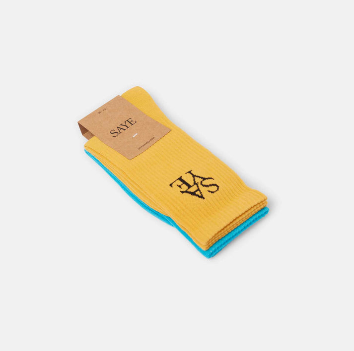 saye Crew Everyday Socks - Blue & Mustard Descuento por venta flash