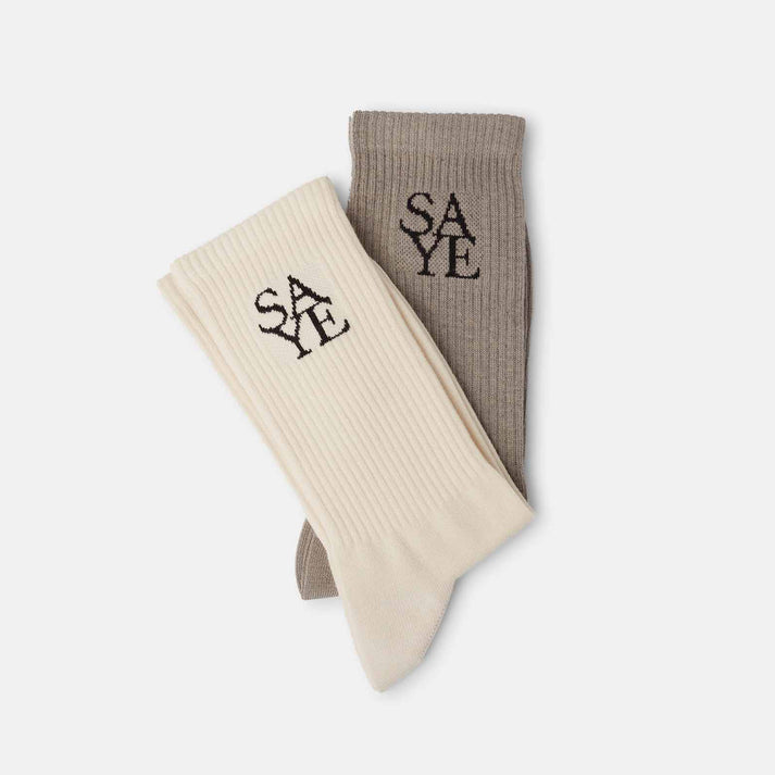 saye Crew Everyday Socks - Offwhite & Grey Devoluciones gratuitas